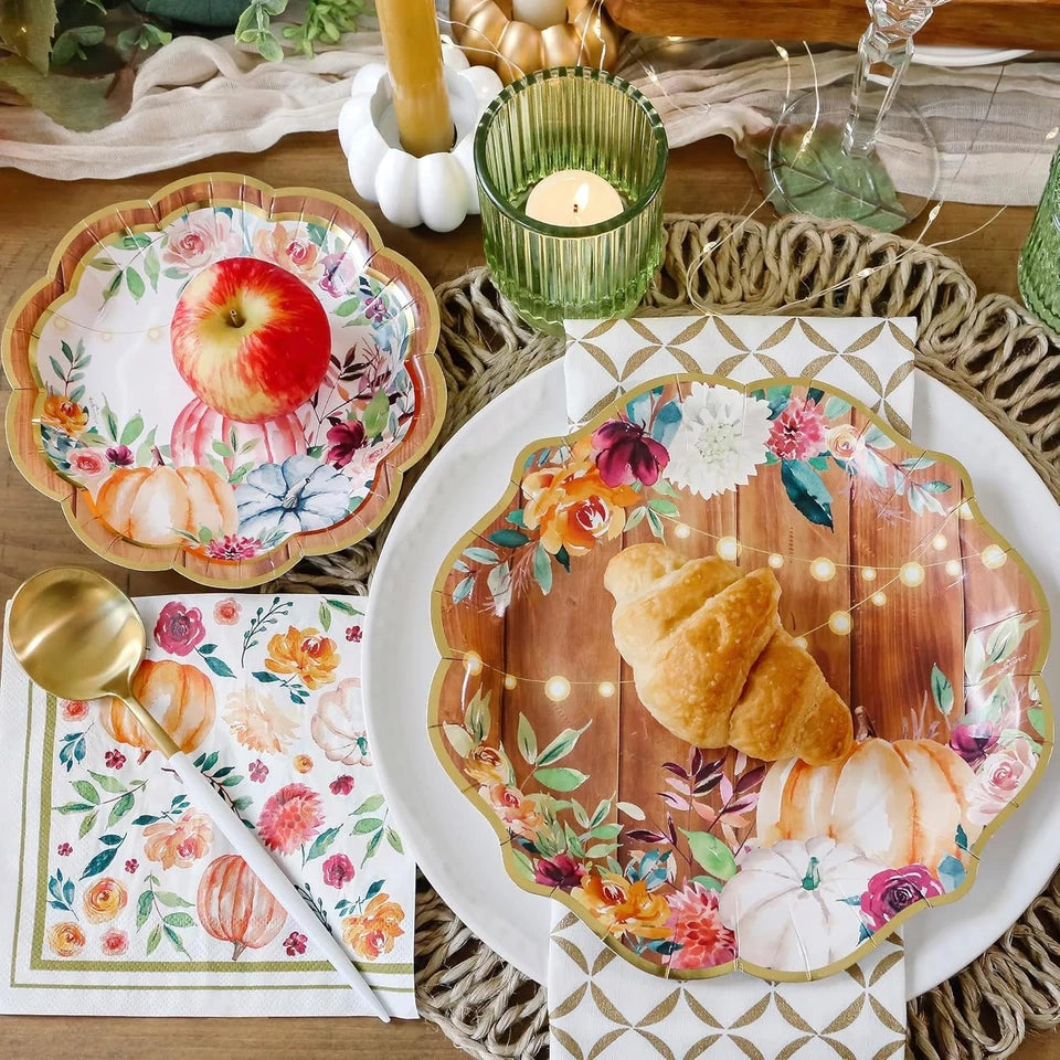 62pc Christmas Tableware Set Holiday Dinner Party Kit - 16pcs 7 inch