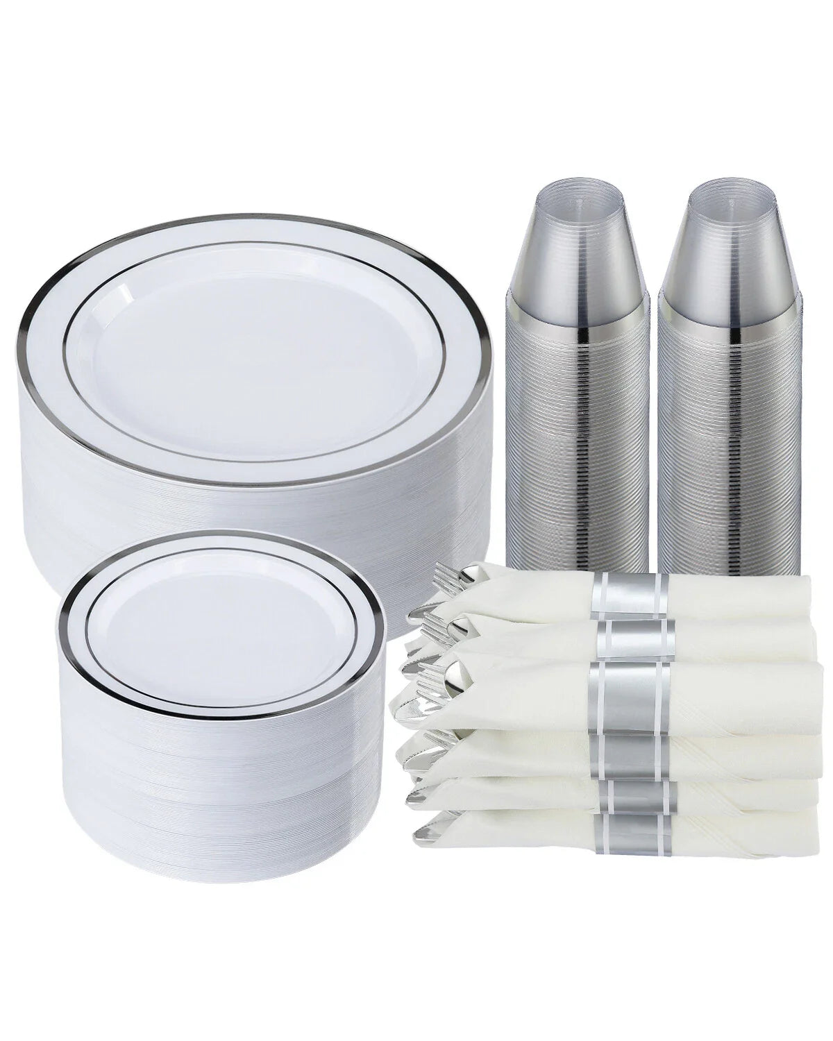 Plastic Disposable Plates 350 Pcs Plastic Dinnerware Set for Party and Wedding