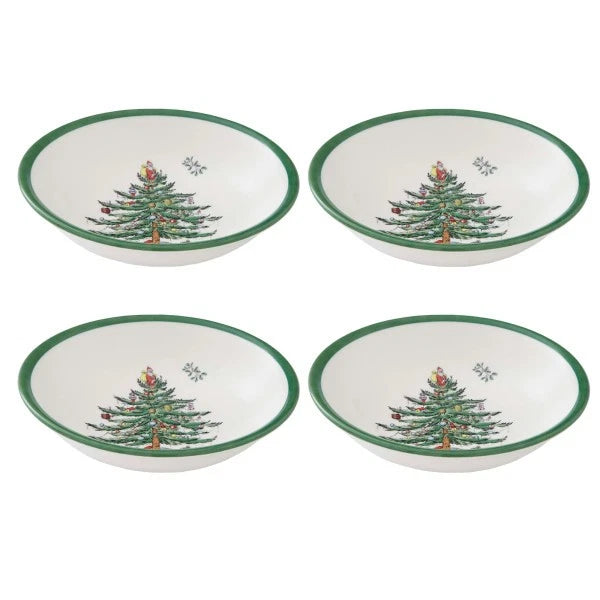 Spode Christmas Tree 6-Inch Cereal Bowl, Set of 4 Festive Holiday Tableware